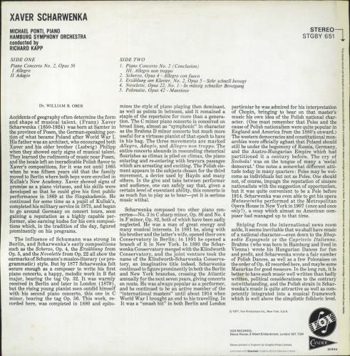 Xaver Scharwenka Piano Concerto No. 2 vinyl LP album (LP record) UK XA3LPPI861799