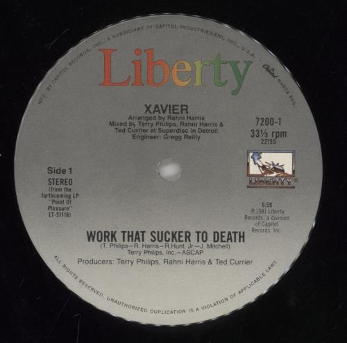 Xavier Work That Sucker To Death / Love Is The One 12" vinyl single (12 inch record / Maxi-single) UK XA412WO862246
