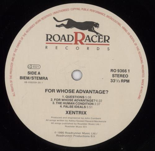 Xentrix For Whose Advantage? vinyl LP album (LP record) Dutch XNTLPFO580128