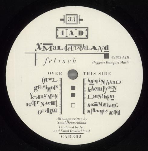 Xmal Deutschland Fetisch vinyl LP album (LP record) UK XMDLPFE129171