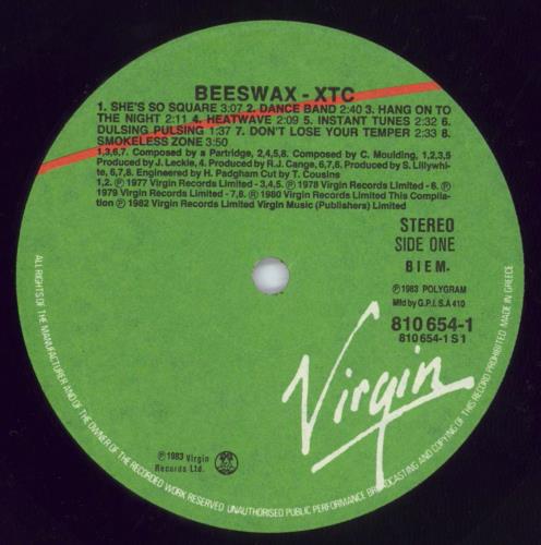 XTC Beeswax Some B-Sides 1977-1982 vinyl LP album (LP record) Greek XTCLPBE817745