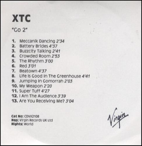 XTC Go 2 CD-R acetate UK XTCCRGO204975