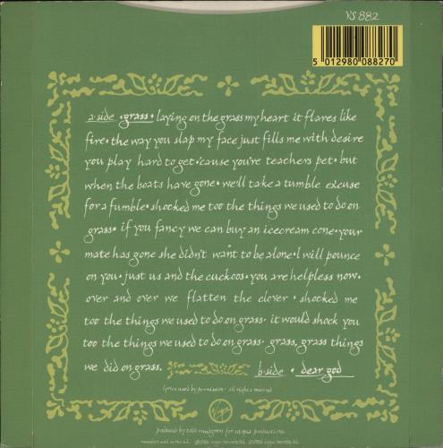 XTC Grass 7" vinyl single (7 inch record / 45) UK XTC07GR68973