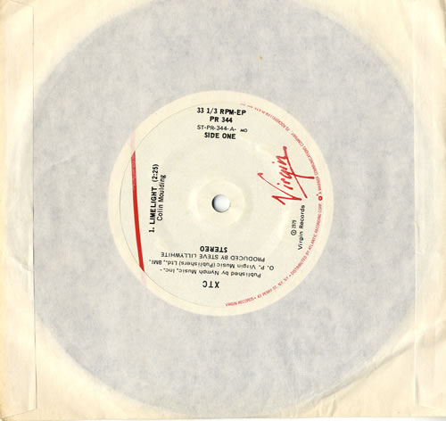 XTC Limelight 7" vinyl single (7 inch record / 45) US XTC07LI424535