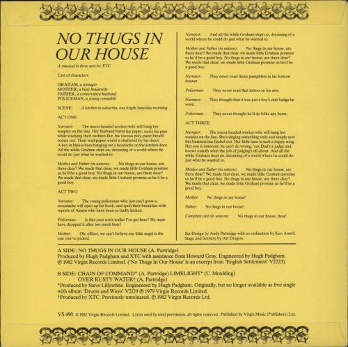 XTC No Thugs In Our House - Theatre Pack 7" vinyl single (7 inch record / 45) UK XTC07NO42490