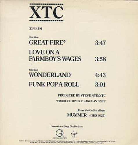 XTC Selections From Mummer 12" vinyl single (12 inch record / Maxi-single) US XTC12SE32671
