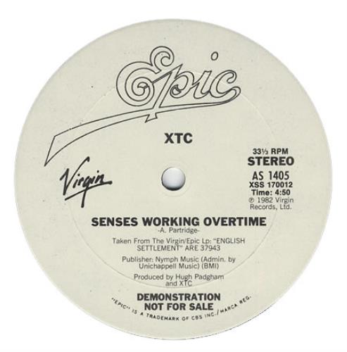 XTC Senses Working Overtime 12" vinyl single (12 inch record / Maxi-single) US XTC12SE72774