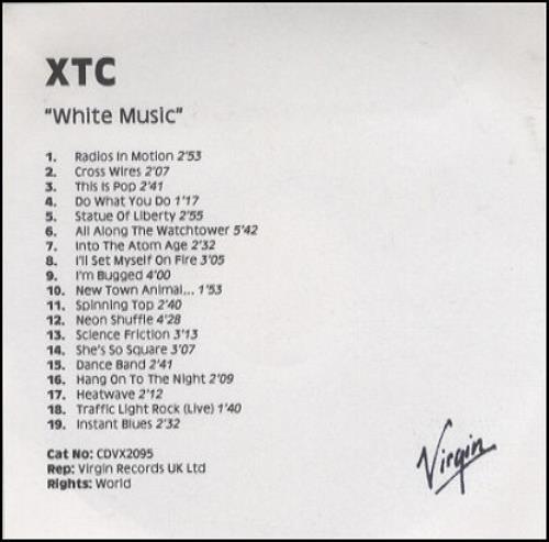 XTC White Music CD-R acetate UK XTCCRWH204972