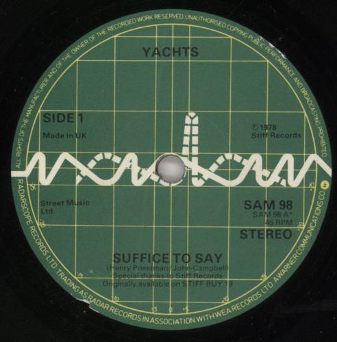 Yachts 2.11.78 - Two Eleven Seventy Eight 7" vinyl single (7 inch record / 45) UK YAC07TW449262