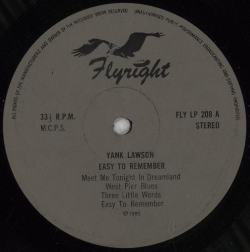Yank Lawson Easy To Remember vinyl LP album (LP record) UK YB-LPEA848388
