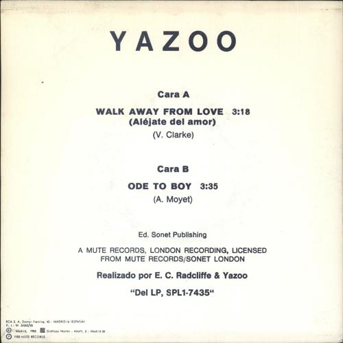 Yazoo Alejate Del Amor 7" vinyl single (7 inch record / 45) Spanish YAZ07AL59413