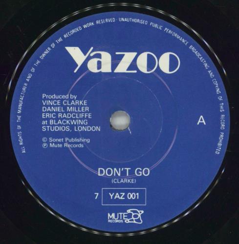 Yazoo Don't Go 7" vinyl single (7 inch record / 45) UK YAZ07DO97693