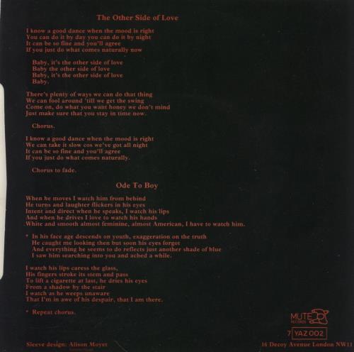 Yazoo The Other Side Of Love 7" vinyl single (7 inch record / 45) UK YAZ07TH67269