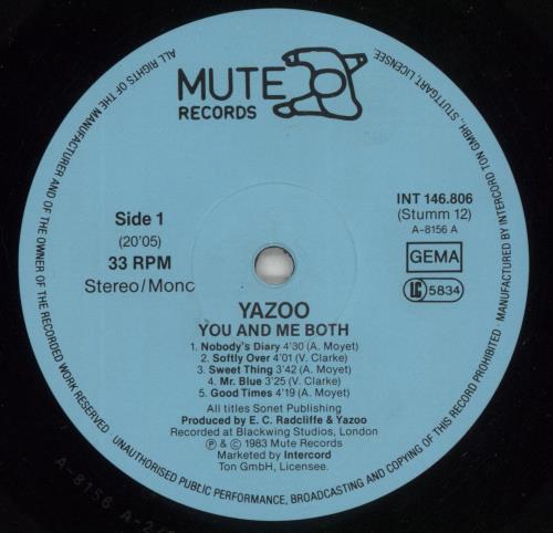 Yazoo You And Me Both vinyl LP album (LP record) German YAZLPYO498691