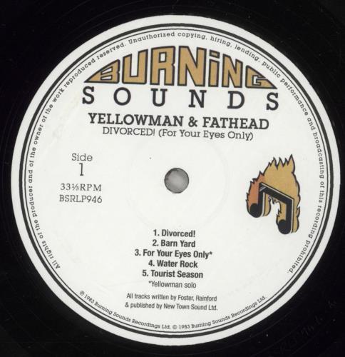 Yellowman Divorced (For Your Eyes Only) vinyl LP album (LP record) UK YAFLPDI877911