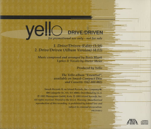 Yello Drive/driven CD single (CD5 / 5") US YELC5DR24244