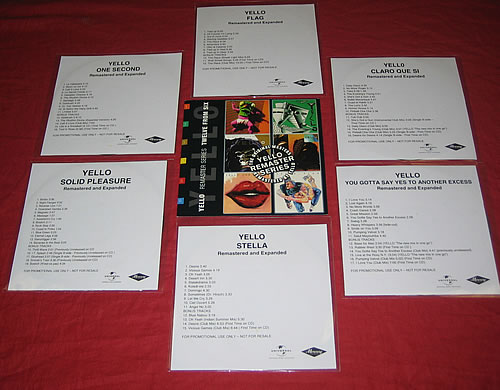 Yello Set of six Remastered CD-R's + 12-track Sampler CD-R acetate UK YELCRSE341580