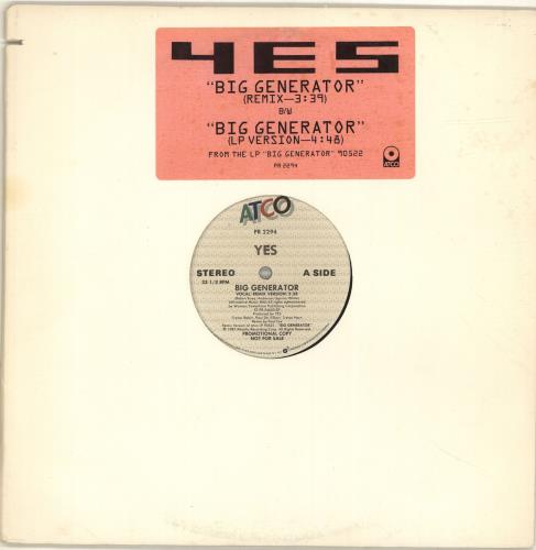 Yes Big Generator 12" vinyl single (12 inch record / Maxi-single) US YES12BI01272