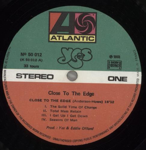 Yes Close To The Edge - EX - Complete vinyl LP album (LP record) French YESLPCL885056