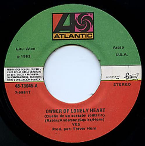 Yes Dueno De Un Corazon Solitario 7" vinyl single (7 inch record / 45) Colombian YES07DU315490
