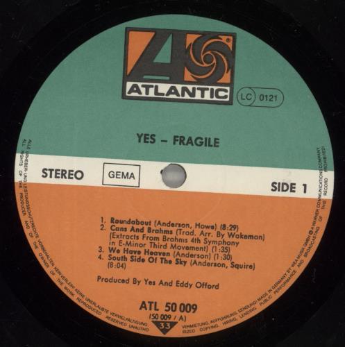 Yes Fragile - EX vinyl LP album (LP record) German YESLPFR781202