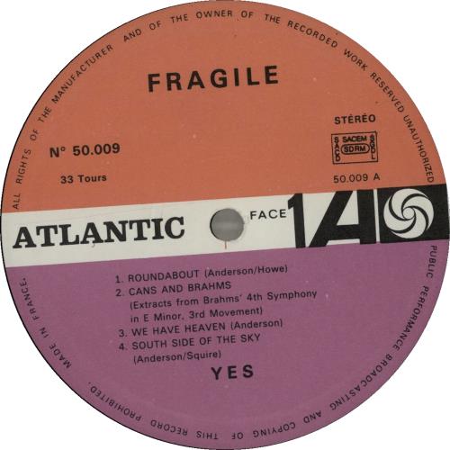 Yes Fragile vinyl LP album (LP record) French YESLPFR655352