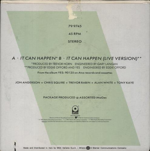 Yes It Can Happen 7" vinyl single (7 inch record / 45) German YES07IT672702