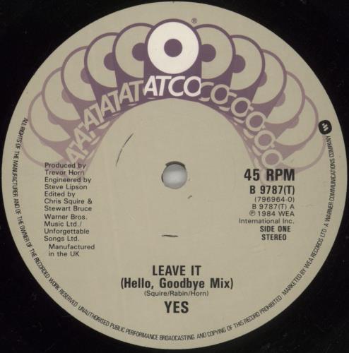 Yes Leave It 12" vinyl single (12 inch record / Maxi-single) UK YES12LE01275