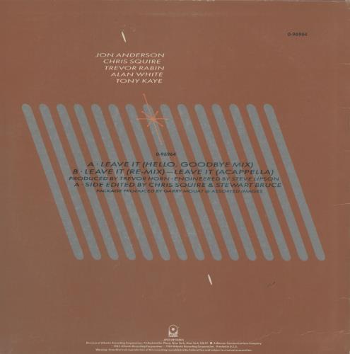 Yes Leave It 12" vinyl single (12 inch record / Maxi-single) US YES12LE760313
