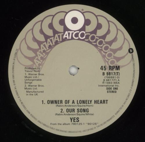 Yes Owner Of A Lonely Heart 12" vinyl single (12 inch record / Maxi-single) UK YES12OW44880