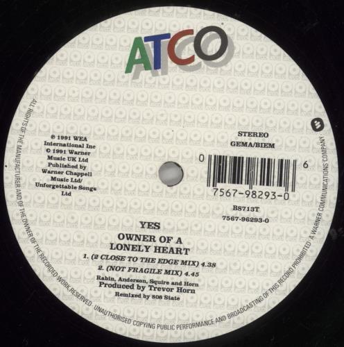 Yes Owner Of A Lonely Heart 12" vinyl single (12 inch record / Maxi-single) UK YES12OW82025