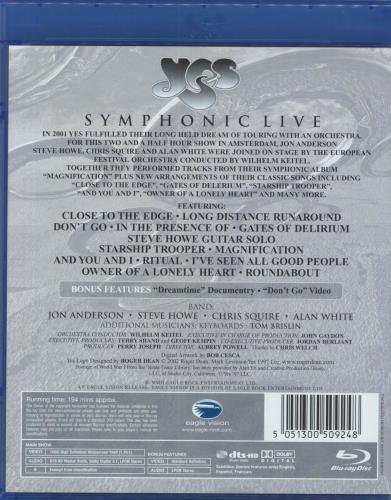 Yes Symphonic Live Blu Ray DVD UK YESBRSY822168