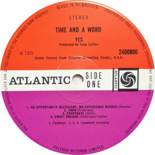 Yes Time And A Word - 1st + Insert - EX vinyl LP album (LP record) UK YESLPTI606536