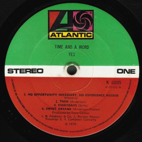 Yes Time And A Word UK vinyl LP album (LP record) (133594)