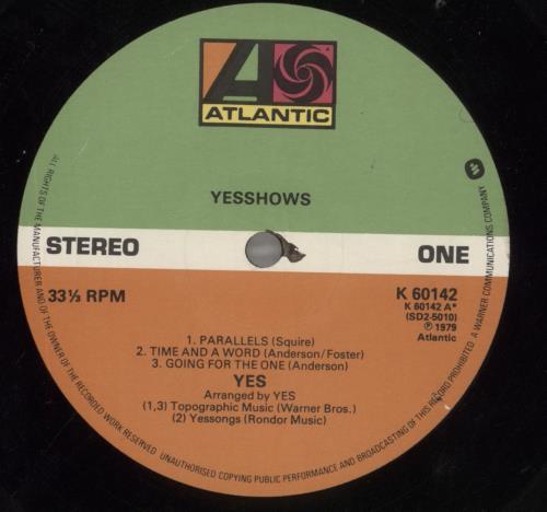 Yes Yesshows - EX 2-LP vinyl record set (Double LP Album) UK YES2LYE86467