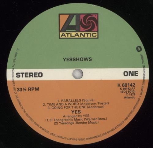 Yes Yesshows 2-LP vinyl record set (Double LP Album) UK YES2LYE878534