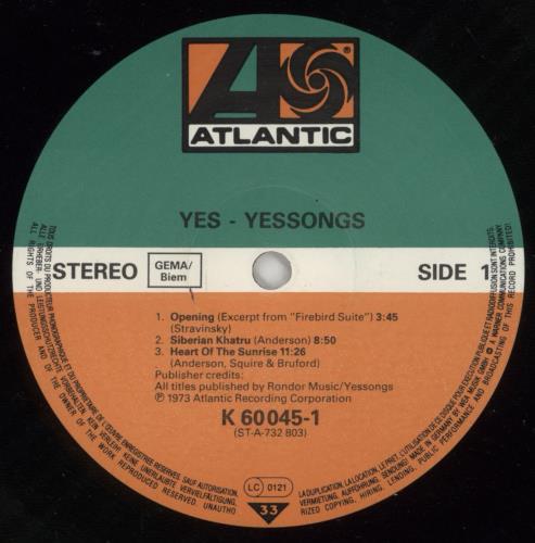 Yes Yessongs 3-LP vinyl record set (Triple LP Album) German YES3LYE865973