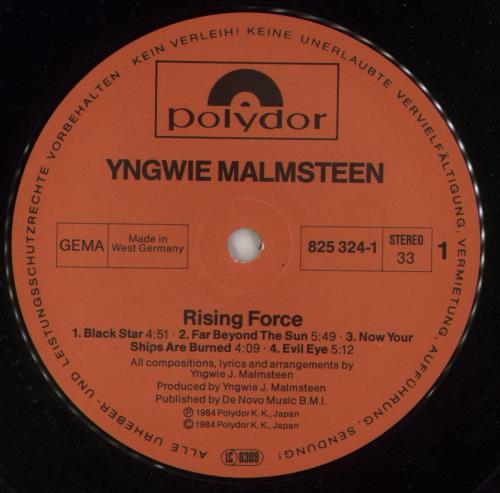Yngwie Malmsteen Rising Force vinyl LP album (LP record) German YNGLPRI565099