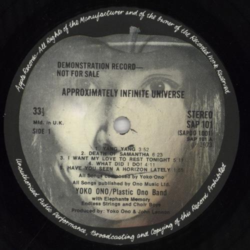 Yoko Ono Approximately Infinite Universe - 1st - EX 2-LP vinyl record set (Double LP Album) UK ONO2LAP772287