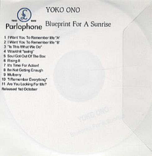 Yoko Ono Blueprint For A Sunrise CD-R acetate UK ONOCRBL202829