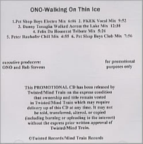 Yoko Ono Walking On Thin Ice CD-R acetate US ONOCRWA244547