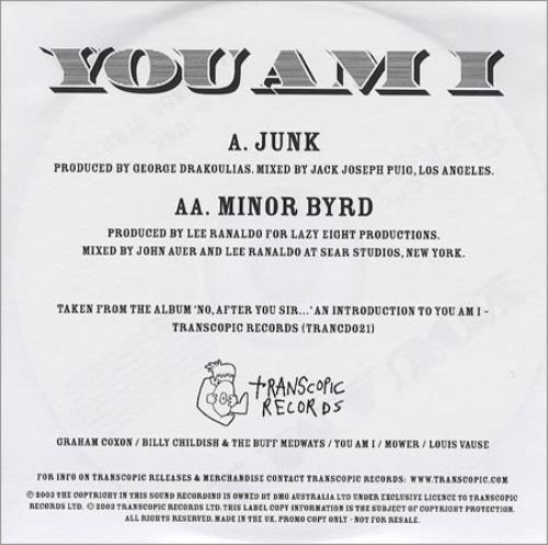 You Am I Junk/Minor Byrd CD-R acetate UK YAICRJU250351