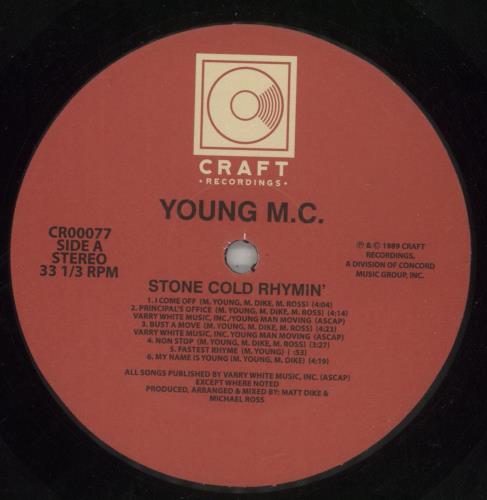 Young MC Stone Cold Rhymin' vinyl LP album (LP record) US Y.MLPST870812