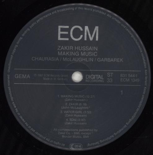 Zakir Hussain Making Music - EX vinyl LP album (LP record) German ZANLPMA855984