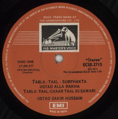 Zakir Hussain Percussion From India, Tabla In Solo And Duet vinyl LP album (LP record) Indian ZANLPPE852590