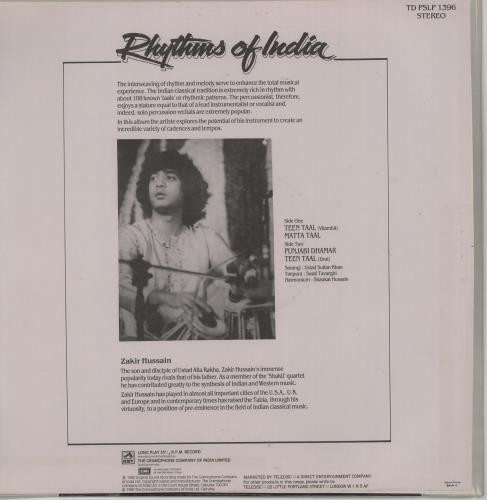 Zakir Hussain Rhythms Of India vinyl LP album (LP record) Indian ZANLPRH753624