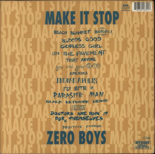 Zero Boys Make It Stop + Insert vinyl LP album (LP record) German 3PULPMA859954