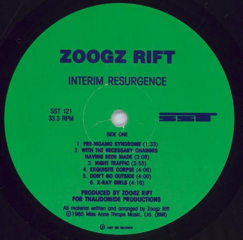 Zoogz Rift Interim Resurgence vinyl LP album (LP record) US 45QLPIN833343