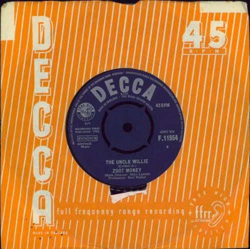 Zoot Money The Uncle Willie 7" vinyl single (7 inch record / 45) UK ZOO07TH769883