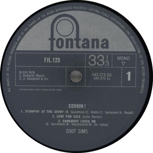 Zoot Sims Cookin'! vinyl LP album (LP record) UK ZA1LPCO735845